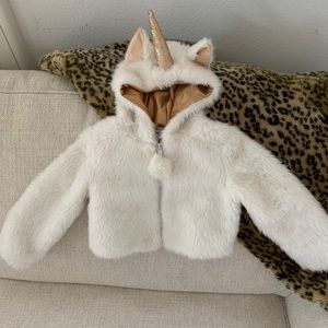 Kids faux fur unicorn jacket